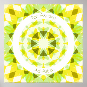 Póster Motivación de estrella astra verde amarillo por as