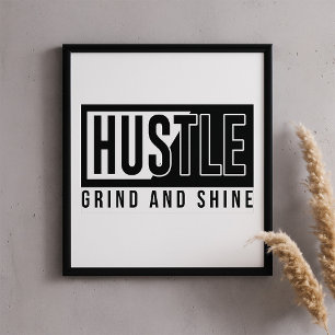 Póster Motivación de Hustle Grind y Shine
