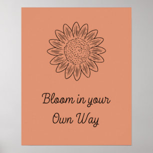 Póster Motivación de la flor de estilo boho Minimalista B
