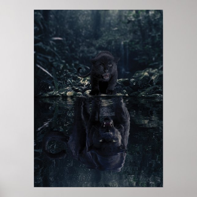 Póster Motivación de la mentalidad del pantero negro (Frente)