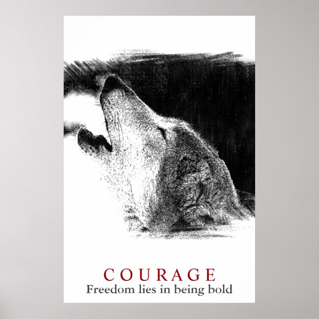 Póster Motivación de valor citando obra de Wolf (Frente)