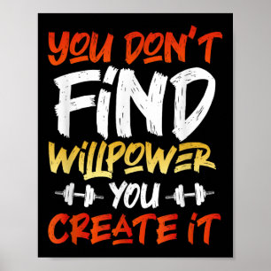 Póster Motivación de Workout Willpower cita Dumbbell Grap