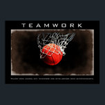 Póster Motivación del baloncesto en equipo<br><div class="desc">El talento gana los juegos,  pero el trabajo en equipo y la inteligencia ganan los campeonatos. Me Encanta Este Juego. Popular Deportes - Imagen de la pelota de baloncesto.</div>