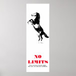 Póster Motivación del caballo sin límites Pop Art Blanco<br><div class="desc">Cita al Poster: Nunca digas nunca,  porque los límites,  como los miedos,  suelen ser sólo una ilusión.</div>