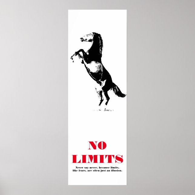 Póster Motivación del caballo sin límites Pop Art Blanco  (Frente)