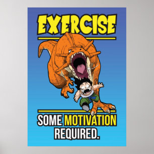 Póster Motivación del ejercicio T-Rex - Divertido gimnasi