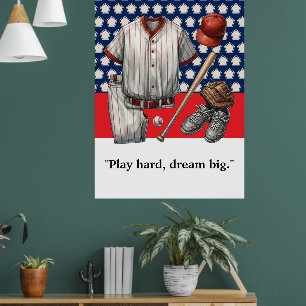 Póster Motivación del jugador de béisbol