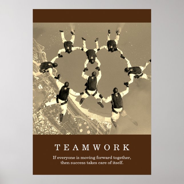 Póster Motivación del trabajo en equipo de Sepia Retro In (Frente)