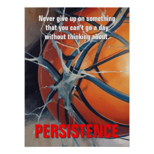 Póster Motivación Inspiradora del baloncesto de persisten