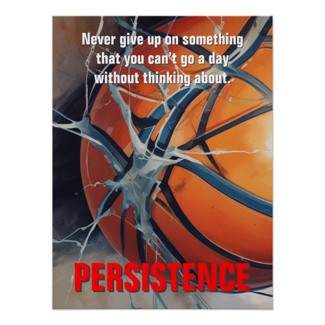 Póster Motivación Inspiradora del baloncesto de persisten (Anverso)
