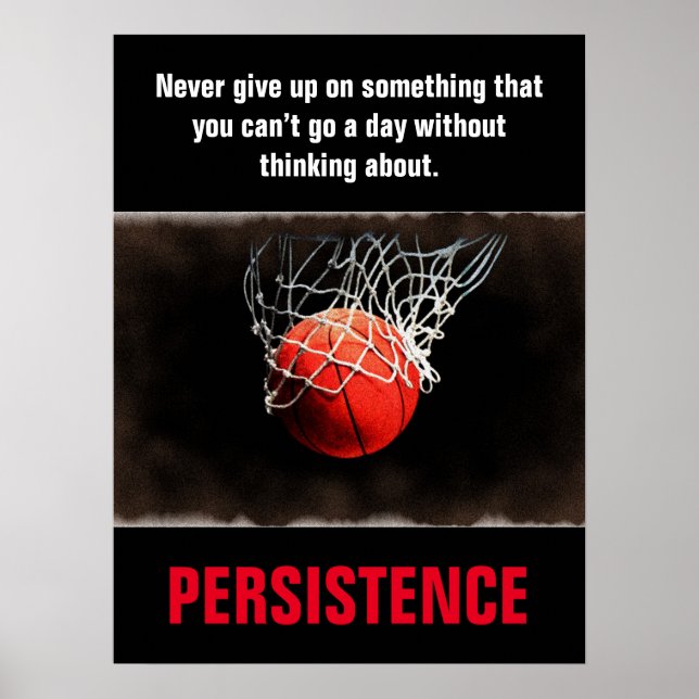 Póster Motivación Inspiradora del baloncesto de persisten (Frente)