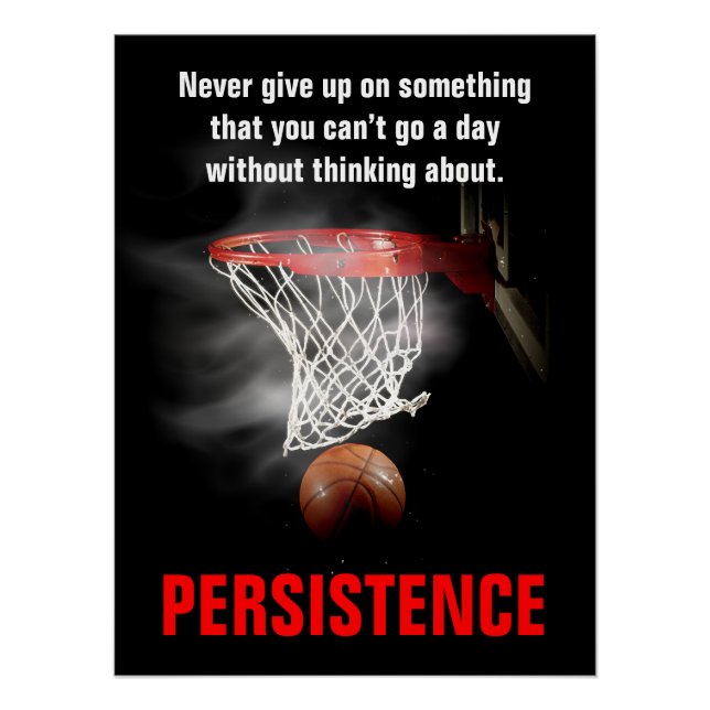 Póster Motivación Inspiradora del baloncesto de persisten (Anverso)