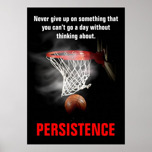 Póster Motivación Inspiradora del baloncesto de persisten (Frente)