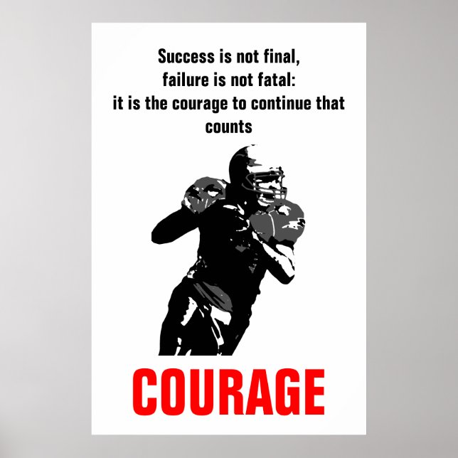 Póster Motivación Inspiradora del fútbol de valor exitoso (Frente)
