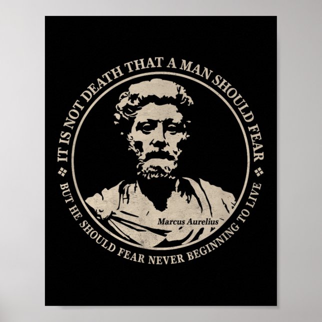 Póster Motivación Marcus Aurelius Cita Sobre El Miedo (Frente)