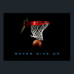 Póster Motivación: nunca renunciar al Poster de baloncest<br><div class="desc">Me Encanta Este Juego. Popular Deportes - Imagen de la pelota de baloncesto.</div>