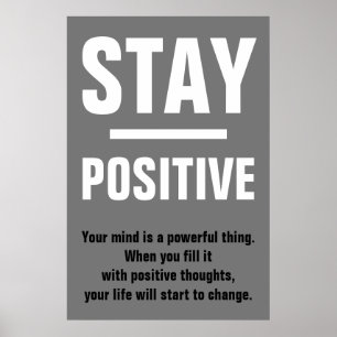 Póster Motivación positiva de la estancia blanca gris neg