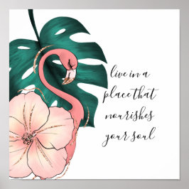 Póster Motivación Saying Elegant Flamingo Rosa