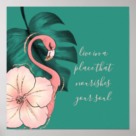 Póster Motivación Saying Elegant Flamingo Rosa
