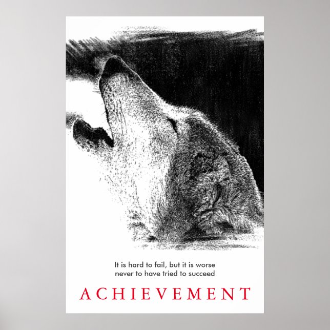 Póster Motivación única del Lobo Blanco Negro (Frente)