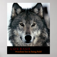 Motivación Valor Cita Lobo Ojos Poster