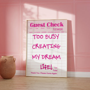 Póster Motivacional de Cuenta de Invitado Rosa