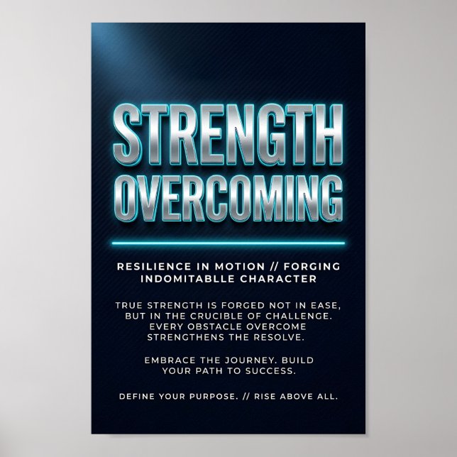 Póster Motivacional de Fuerza Superando con Neon  (Frente)