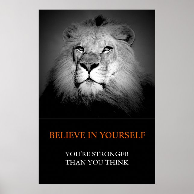 Póster Motivacional de moda cree en ti mismo león (Frente)