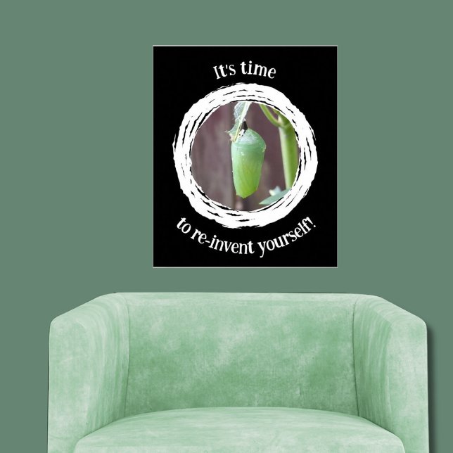 Póster Motivacional ¡Es hora de reinventarse! (It's time to re-invent yourself! Black and White Wall Art, Livingroom)