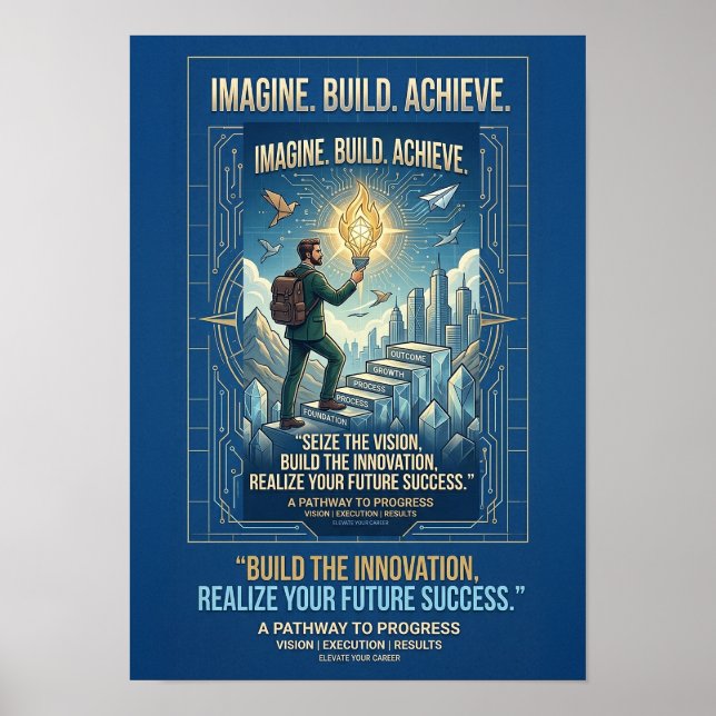 Póster Motivacional Imagina Construye Logra (Frente)