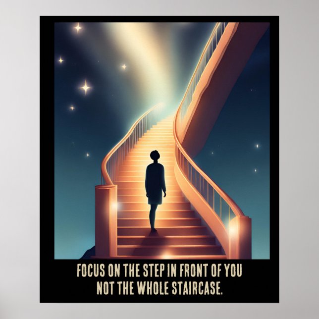 Póster Motivacional Motivador Ai Dreamy Focus on Step... (Frente)
