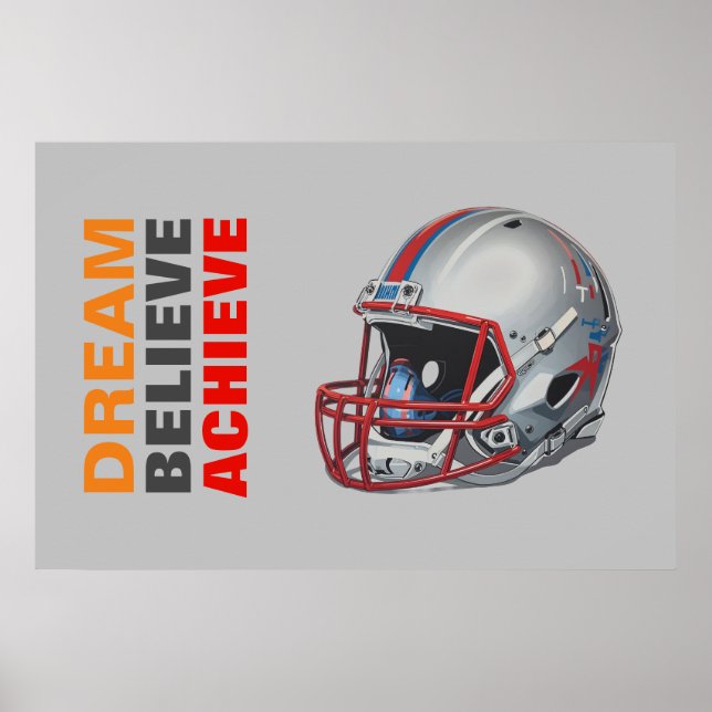 Póster Motivational Dream Believe Achieve Football (Frente)