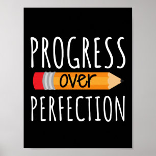 Póster Motivational Progress Over Perfection