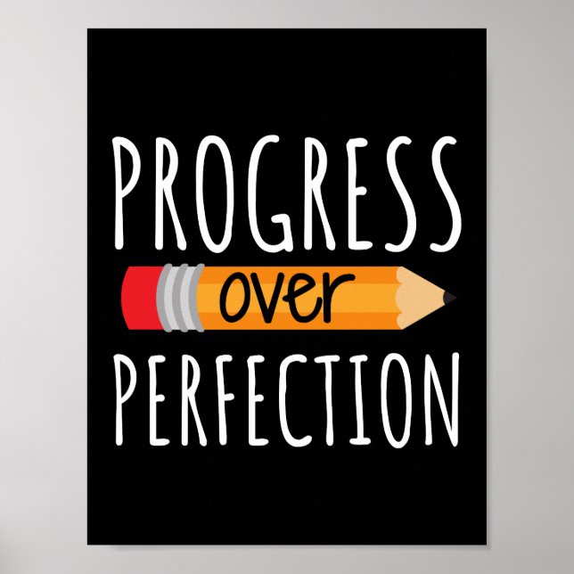 Póster Motivational Progress Over Perfection (Frente)