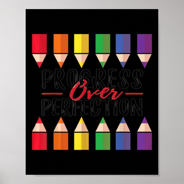 Póster Motivational Progress Over Perfection Back To Scho (Frente)