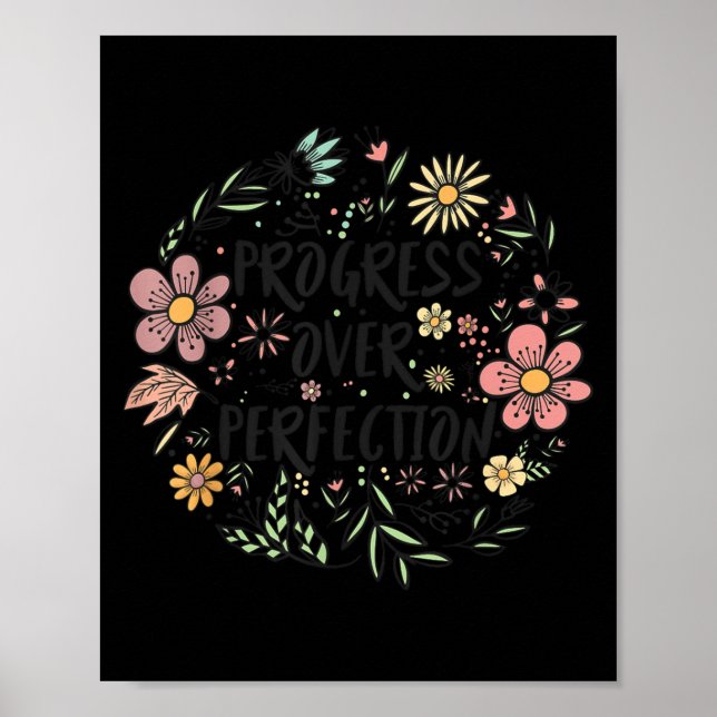 Póster Motivational Progress Over Perfection Back To Scho (Frente)