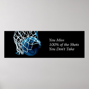 Póster Motivational Quote Basketball Blue Black Poster