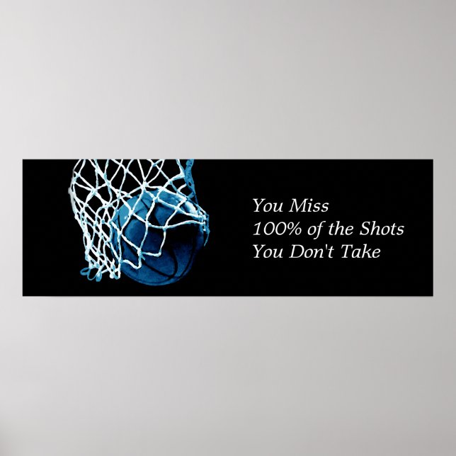 Póster Motivational Quote Basketball Blue Black Poster (Frente)