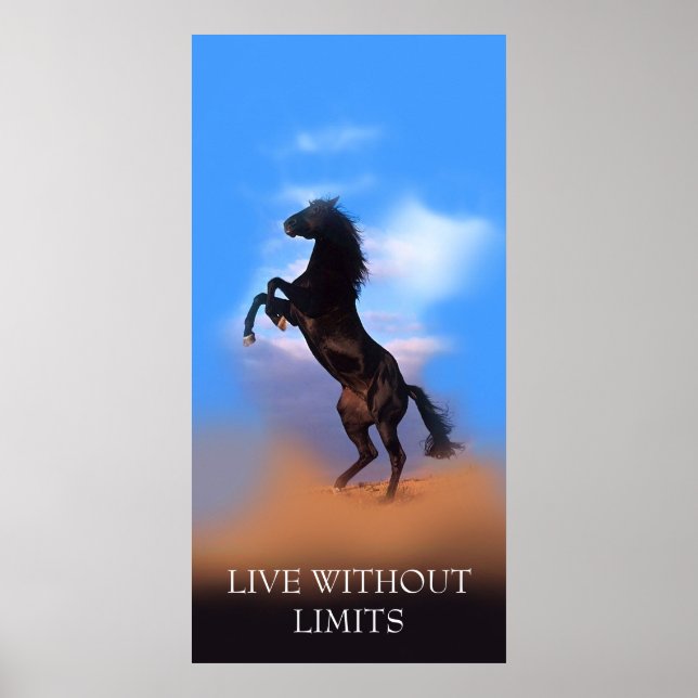 Póster Motivational Rearing Horse Live Without Limits (Frente)