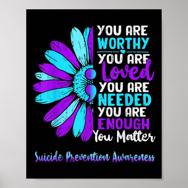 Póster Motivational Suicide Prevention Awareness Teal Pur (Frente)