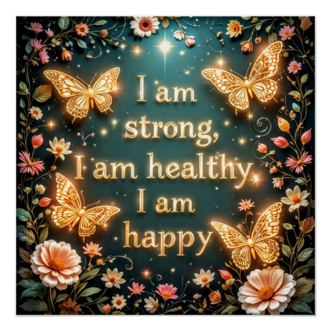 Póster Motivational text with butterflies #1 (Anverso)