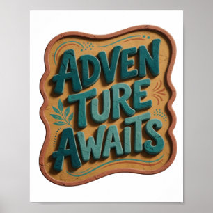 Póster Motivo Artístico de Azul Teal DIVERTIDO AVENTURA E