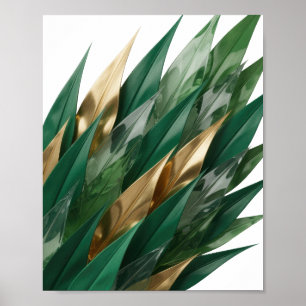 Póster Motivo Artístico de HOJAS DORADAS de Plata Crisp