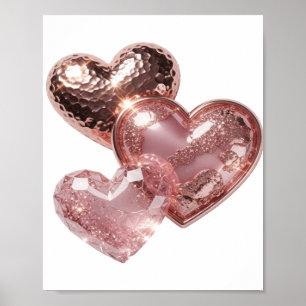 Póster Motivo Artístico de Plata Audaz TRES CORAZONES