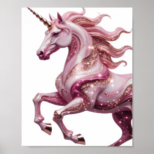 Póster Motivo Artístico de UNICORNIO Dorado Crisp v2