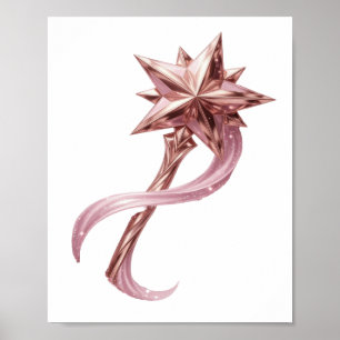 Póster Motivo artístico de varita rosa oro rosa con decla