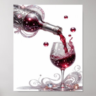Póster Motivo Artístico de Vino Tinto de Plata Fresca