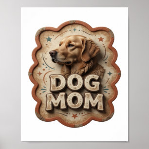 Póster Motivo Artístico DOG MOM Naranja Juguetón