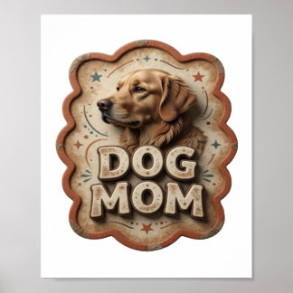 Póster Motivo Artístico DOG MOM Naranja Juguetón