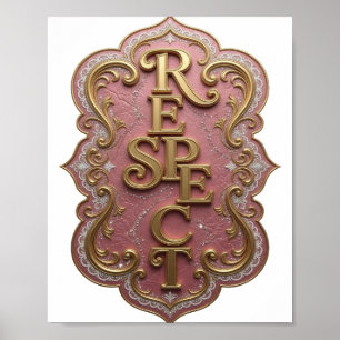 Póster Motivo Artístico RESPETO Dorado Icónico